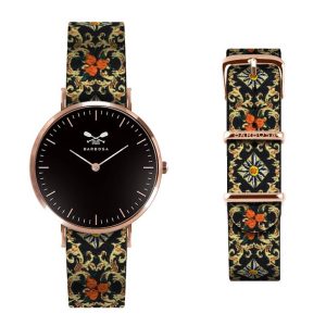 Orologio da donna Barbosa stampa cinturino melograno Ø 28 cinturino in tessuto jacquard